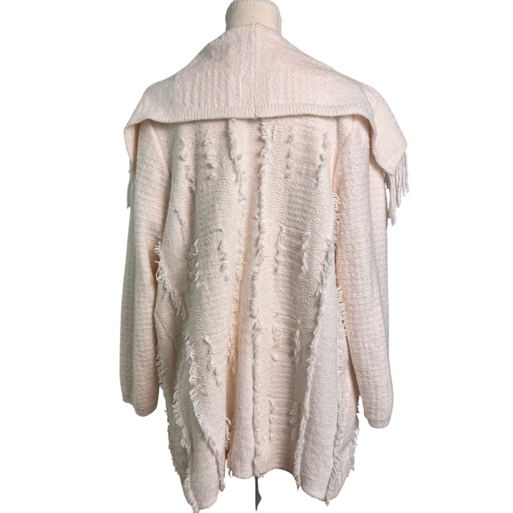 Pure Jill Knit Cardigan Womens L Cream Chunky Fringe Southwestern Western Boho - Picture 6 of 13